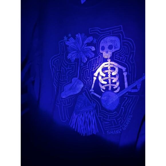 Shakey Graves Merch to Cure What Ails T-Shirt Black Skeleton WM MS Band Tee - Picture 4 of 5